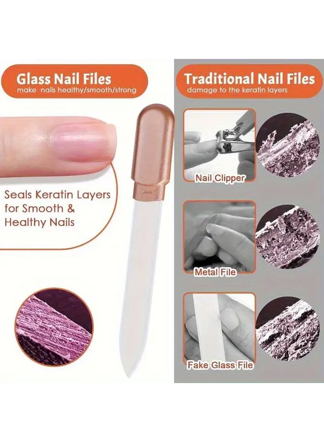 Rose Golden Glass Nail File Double Sided Gentle Nail Care Gift For Women - Image 3
